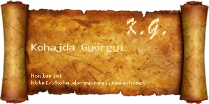 Kohajda Györgyi névjegykártya